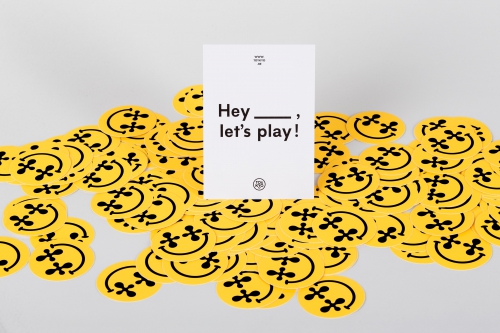 Hey Let's Play posters stickers and postcards design for the studio