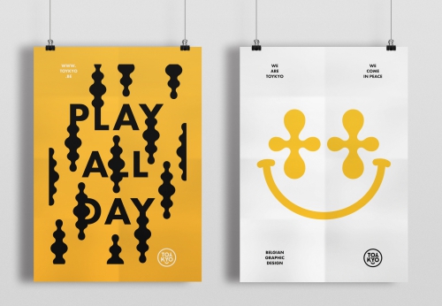 Hey Let's Play posters stickers and postcards design for the studio 